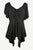 18605 B Bohemian Asymmetrical Hem Front Rope Tie Short Sleeve Blouse - Agan Traders, Black