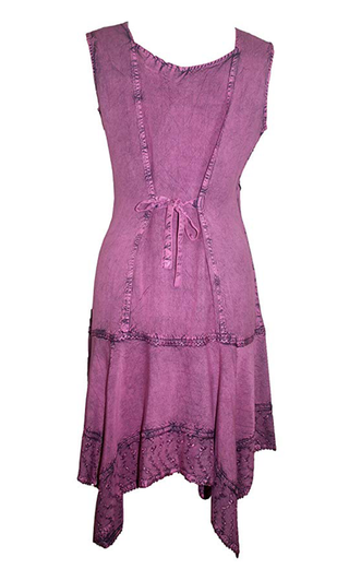 Gypsy Peasant Funky Asymmetrical Hem Short Dress - Agan Traders, Plum