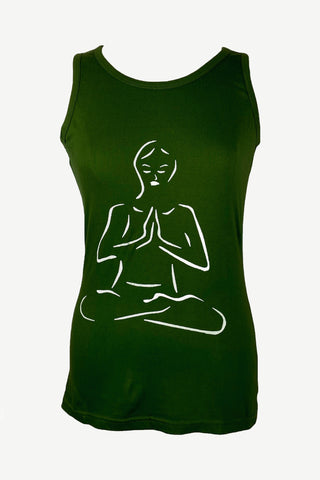 Nepal Highland Agan Traders Knit Cotton Stretchy Yoga Tank Top Cami - Agan Traders, Army Green