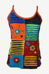 R 124 Patched Razor Cut Multi-Colored Tank Top