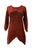 R 303 B Rib Knit Cotton Asymmetrical Hem Embroidered 3/4 Sleeve Tunic Blouse - Agan Traders, Burgundy