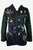 336 RJ Bohemian Knit Cotton Razor Cut Flower Patched Hoodie Rib Jacket