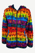 364 RJ Rainbow Owl Printed Vibrant Hoodie Hippie Gypsy Cotton Bohemian Rib Jacket
