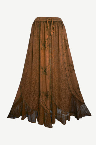 711 SK Agan Traders Gypsy Medieval Renaissance Skirt - Agan Traders, Rust