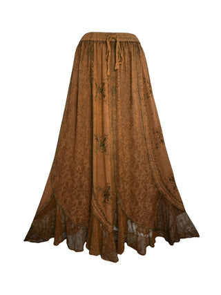 711 SK Agan Traders Gypsy Medieval Renaissance Skirt - Agan Traders,  Rust