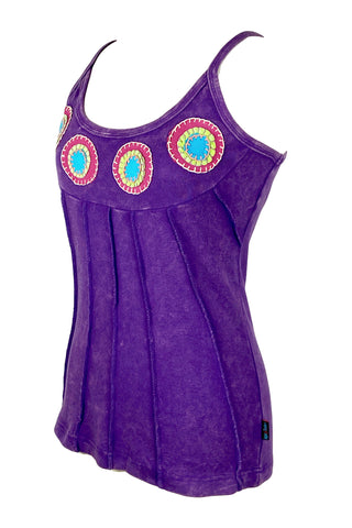 RTK 002 Agan Traders Nepal Hand Crafted Razor Cut Bohemian Tank Camis. - Agan Traders, Purple