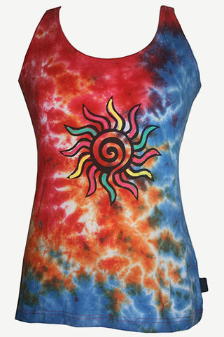 R 126 Nepal Highland Viscose Vibrant Sun Print Tie Dye Tank Top Cami - Agan Traders, Multicolor