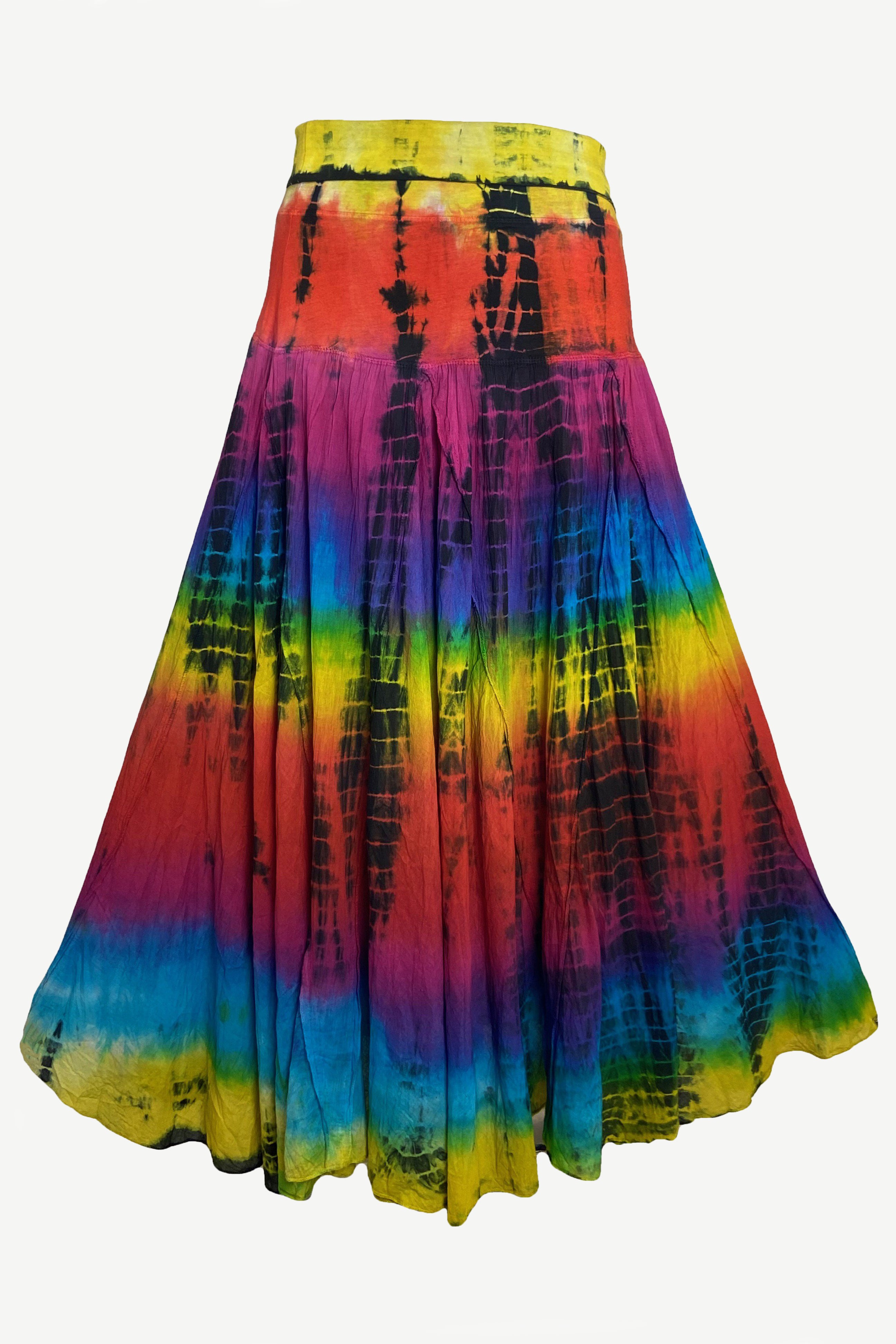 61 SKT Rainbow Soft Cotton Convertible Lined Tie Dye Gypsy Skirt Dress