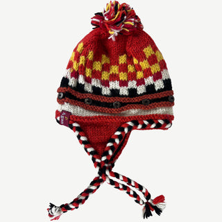 Knit Mitten Or Glove Or Hat Agan Traders Ski Warm Knit Wool Fleece Muga Nepal - Agan Traders, Orange Red Hat