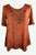 27710 B Medieval Embroidered Round Neck Short Sleeve Tunic Blouse - Agan Traders, Orange Rust