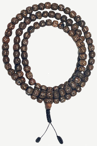 Rudraksha Dark Aged Vintage Prayer Bead Meditation Power Mala Guru Beads - Agan Traders, Brown 8mm