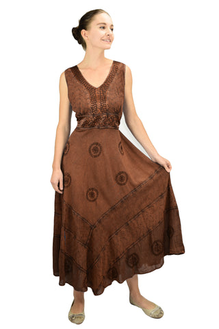 Romantic Evening Empire Victorian Sleeveless Dress - Agan Traders, Rust