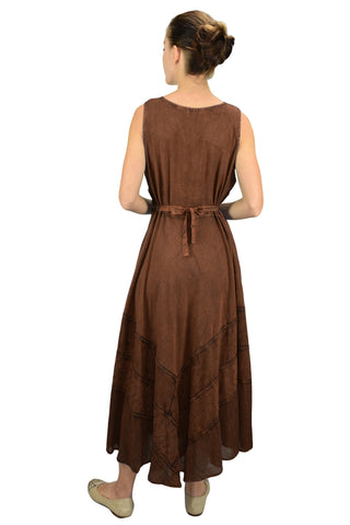 Romantic Evening Empire Victorian Sleeveless Dress - Agan Traders, Rust