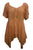 18605 B Bohemian Asymmetrical Hem Front Rope Tie Short Sleeve Blouse - Agan Traders, Rust