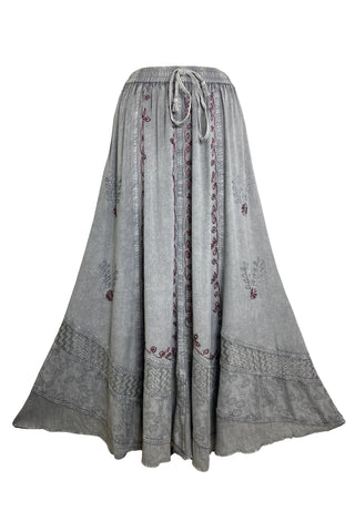 Rayon Dancing Vintage Long Embroidered Skirt - Agan Traders, Silver Gray