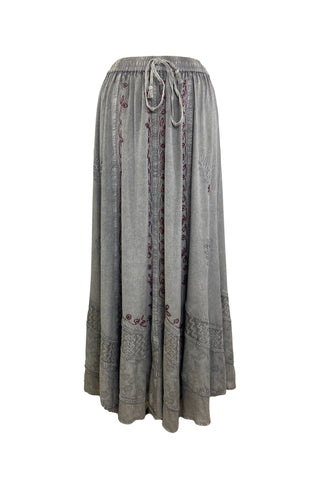 Rayon Dancing Vintage Long Embroidered Skirt - Agan Traders, Silver Gray