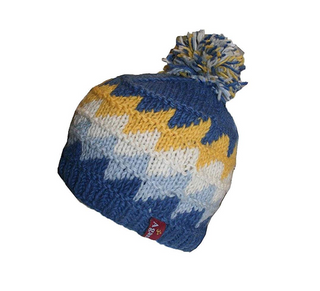 Two Tone Knit Crochet Chaal Folding Glove/Mitten - Agan Traders, 1415 H Blue