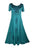 1024 DR Gothic Vintage Cap Sleeve Embroidered Casual Chic Dress Gown - Agan Traders, Turquoise