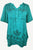 9011 B Bohemian Mandarin Style Three Button Embroidered Shirt Blouse - Agan Traders, Turquoise
