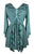 Sweet empire butterfly bell sleeve printed sequin bead flared tunic - Agan Traders, Turquoise