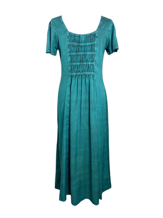 1024 DR Gothic Vintage Cap Sleeve Embroidered Casual Chic Dress Gown - Agan Traders, Turquoise