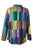 Cotton Patchwork Mandarin Style Light Weight Tunic Shirt Nepal - Agan Traders, Turquoise Multi