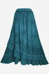 702 SKT Women's Boho Elastic Waistband Embroidered A Line Flared Maxi Skirt