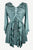 Sweet empire butterfly bell sleeve printed sequin bead flared tunic - Agan Traders, Turquoise