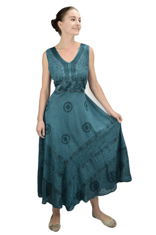 Romantic Evening Empire Victorian Sleeveless Dress - Agan Traders, Turquoise