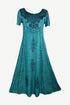 1024 DR Gothic Vintage Short Sleeve Embroidered Casual Chic Flare Dress Gown