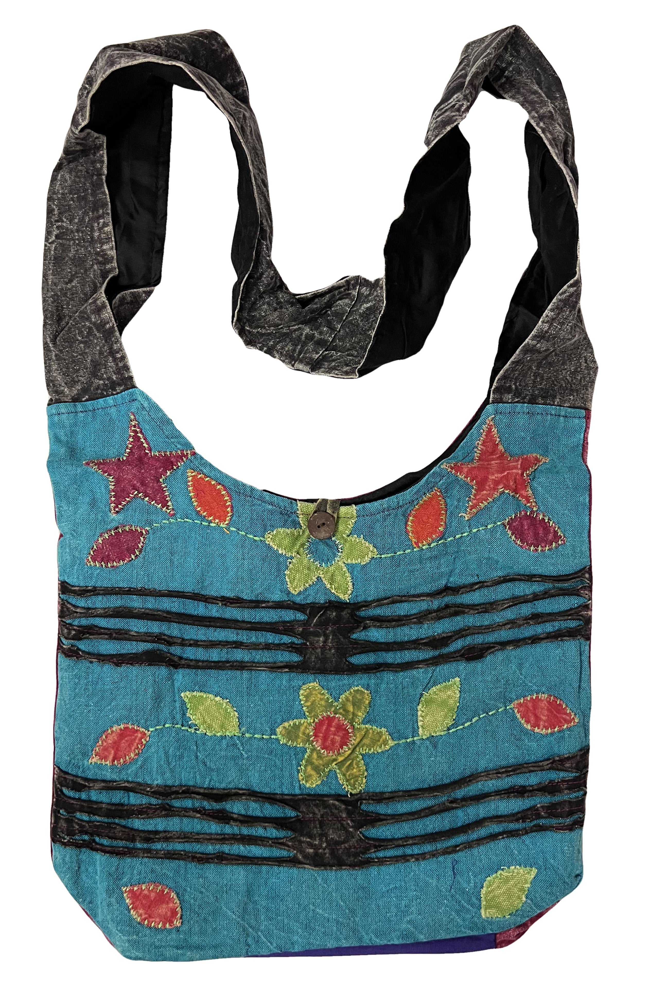 Unique and Colorful Boho Shoulder Bag Cotton Bohemian Bag 5-POCKET