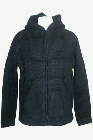 UFM 5 Agan Traders Nepal Lamb's Wool Warm Fleece Winter Sherpa Hoodie Sweater Coat Jacket - Agan Traders, Black