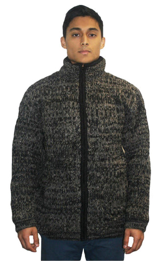 UFM 21 Blended Wool Fleece Lined Hand Knitted Sherpa Jacket - Agan Traders, Charcoal