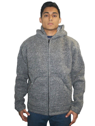 UFM 5 Agan Traders Nepal Lamb's Wool Warm Fleece Winter Sherpa Hoodie Sweater Coat Jacket - Agan Traders, Grey