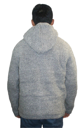 UFM 5 Lamb's Wool Warm Fleece Winter Sherpa Hoodie Sweater Coat Jacket - Agan Traders, Grey
