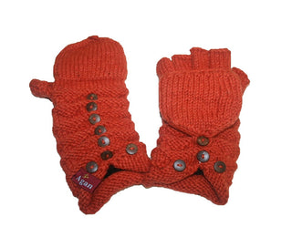 Knit Waved Micro Fleece Mitten - Agan Traders, Folding MT Rust