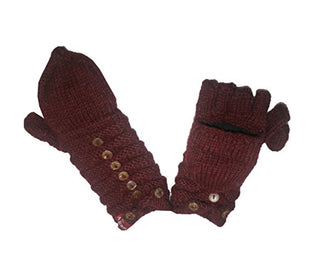 Knit Waved Micro Fleece Mitten - Agan Traders, Folding MT Burgundy