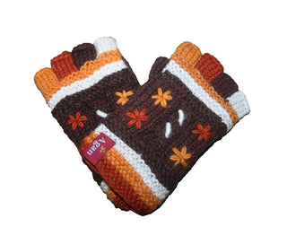 1501 H Cable Knit Fingerless Fleece Folding Mitten - Agan Traders, Brown Multi Glove
