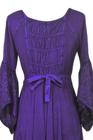 Medieval Gothic Bohemian Embroidered Handkerchief Flare Corset Dress Gown - Agan Traders, Purple